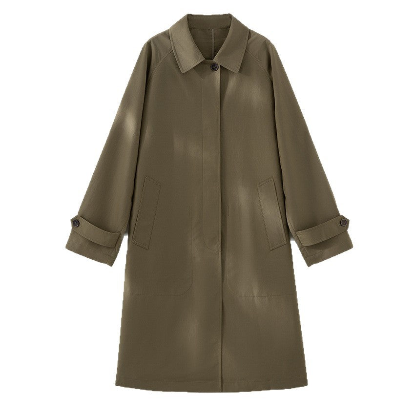 Damen Mid-Length Trenchcoat mit verdeckter Druckknopfblende und verstellbaren Manschetten Nord Taschen