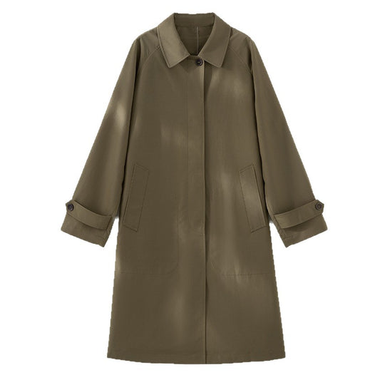 Damen Mid-Length Trenchcoat mit verdeckter Druckknopfblende und verstellbaren Manschetten Nord Taschen