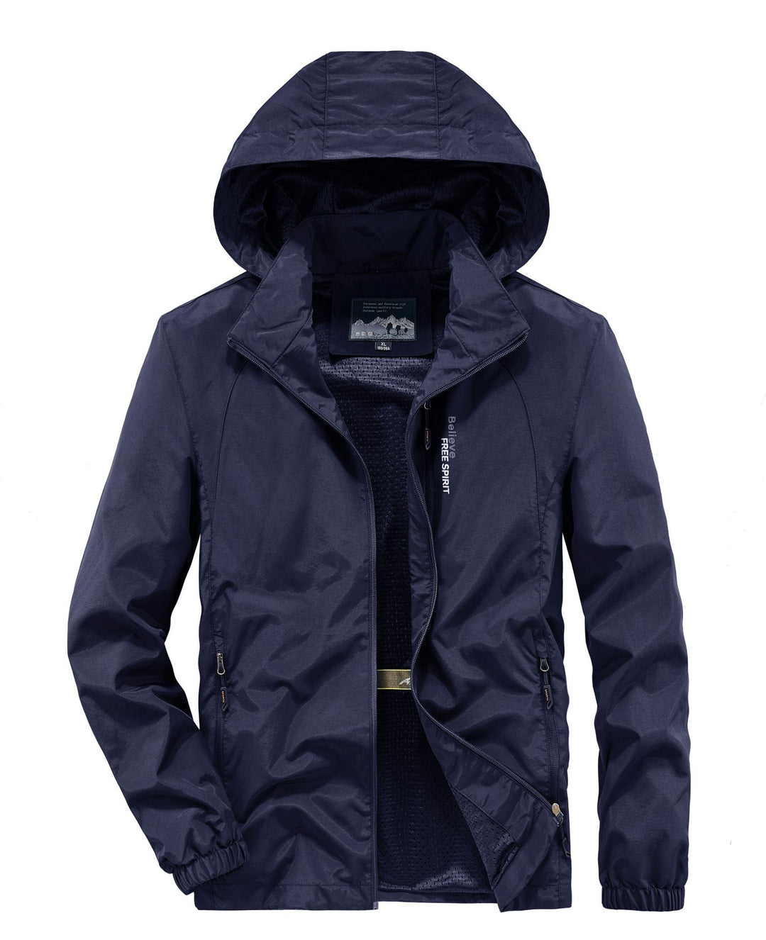 Herren Ultraleichte Atmungsaktive Kapuzenjacke mit perforiertem Mesh‑Futter und Reißverschlusstaschen Nord Taschen