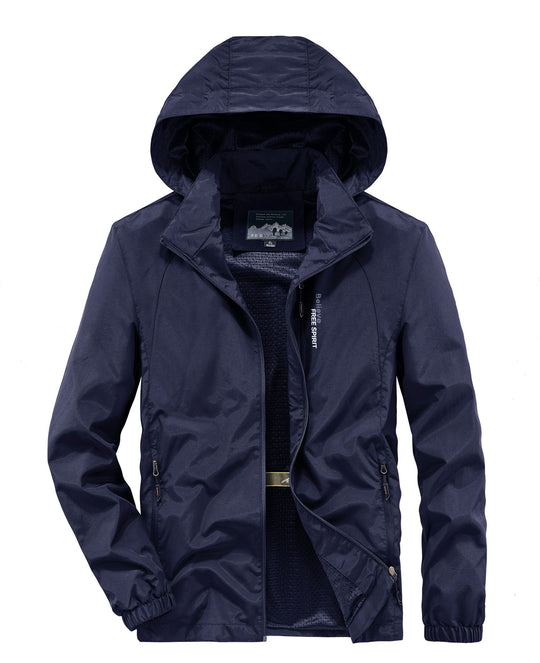 Herren Ultraleichte Atmungsaktive Kapuzenjacke mit perforiertem Mesh‑Futter und Reißverschlusstaschen Nord Taschen