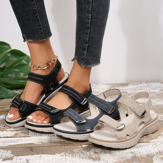 Damen Komfortsandalen mit verstellbaren Klettverschlüssen und ergonomischem Fußbett Nord Taschen