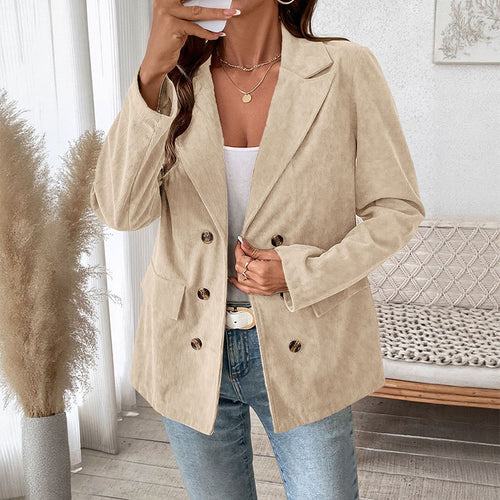 Damen Eleganter Cordblazer mit doppelter Knopfverschluss Nord Taschen