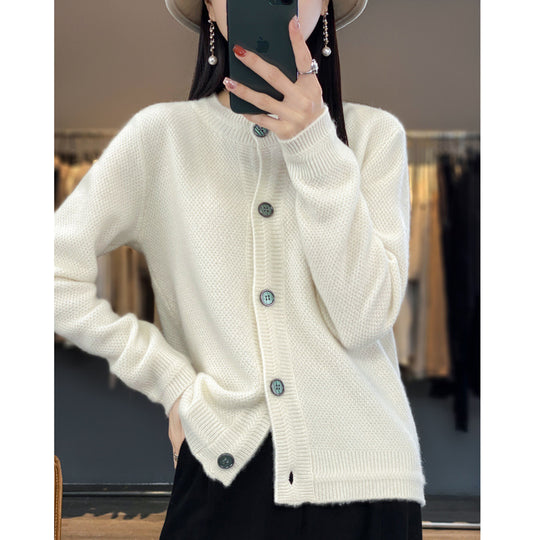 Damen Strukturierter Feinstrick-Cardigan mit kaschmirähnlicher Haptik, durchgehender Knopfleiste und kastiger Oversize‑Passform Nord Taschen