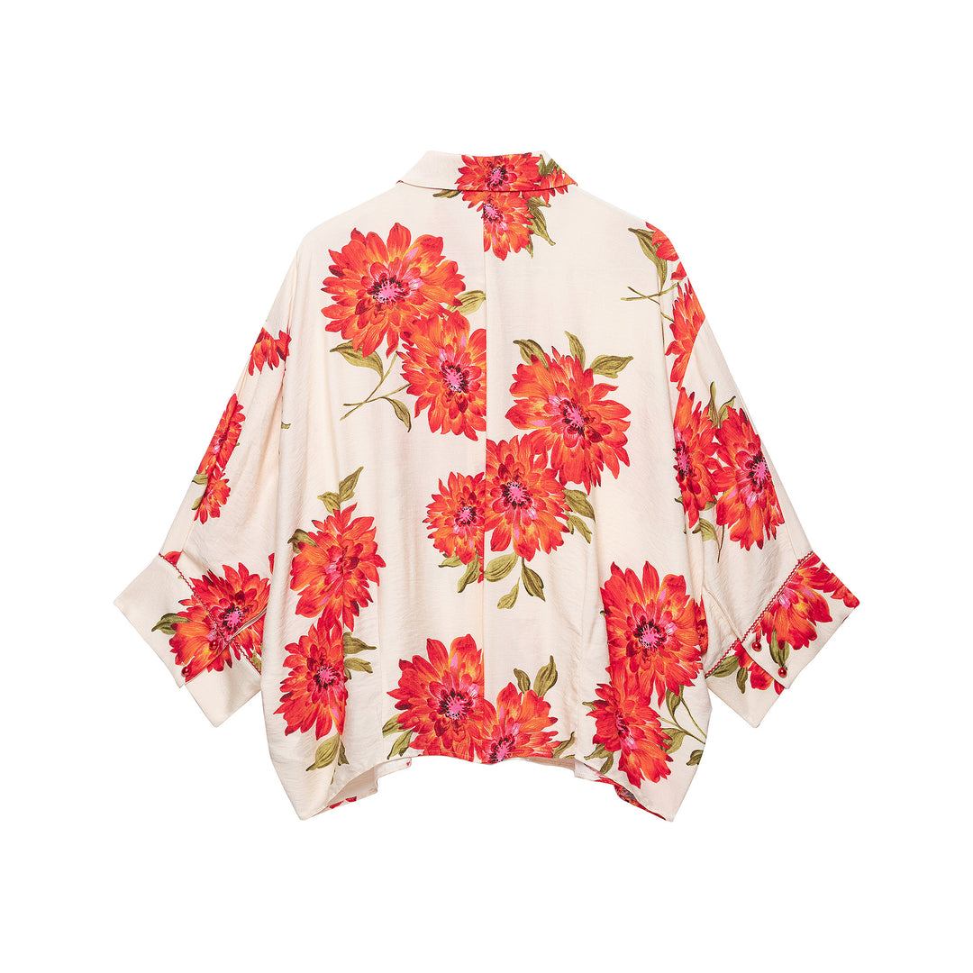 Damen Kimono-Blusenjacke mit übergroßem Schnitt und Blumenprint Nord Taschen