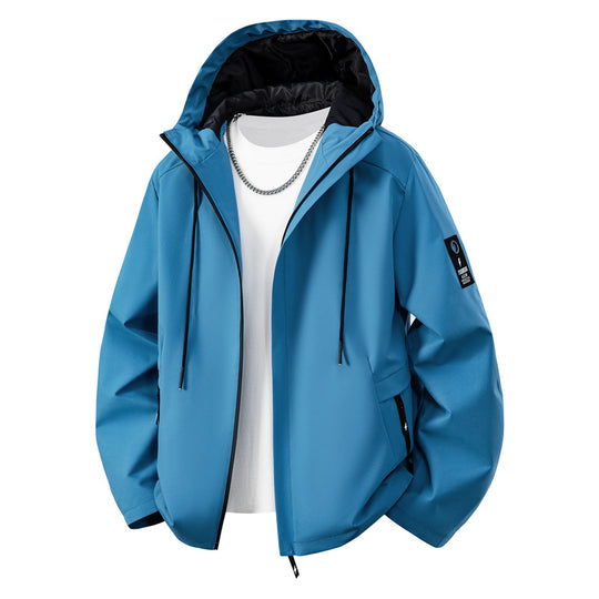 Herren Minimalistische Softshell-Kapuzenjacke mit mattierter Oberfläche, kontrastierenden Besätzen und verdecktem Zwei-Wege-Reißverschluss Nord Taschen