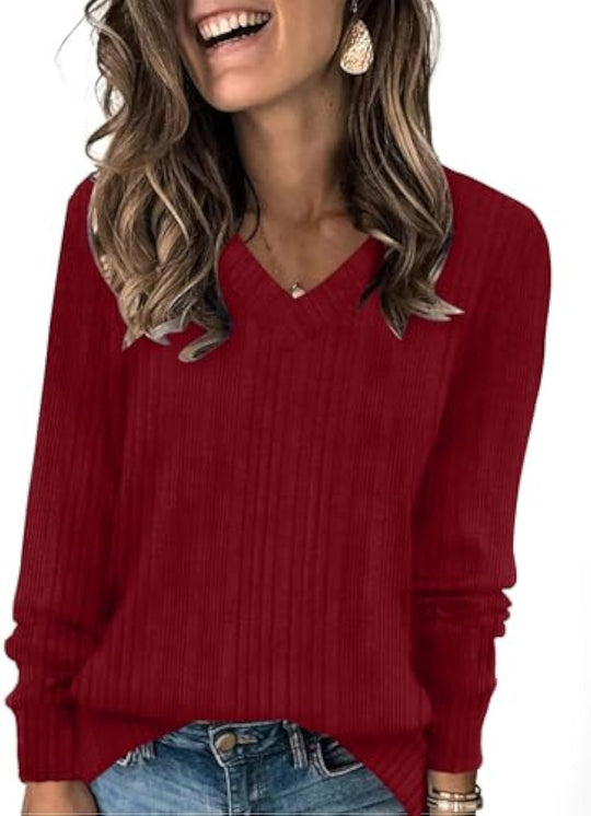 Damen Komfortabler V-Ausschnitt Pullover Nord Taschen