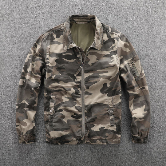 Herren Utility-Blouson im Camouflage-Muster mit Reißverschluss und Armzippertasche Nord Taschen