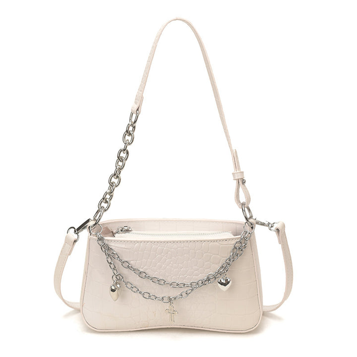 Damen Umhängetasche mit Krokodilprägung und stilvollen Anhängern Nord Taschen