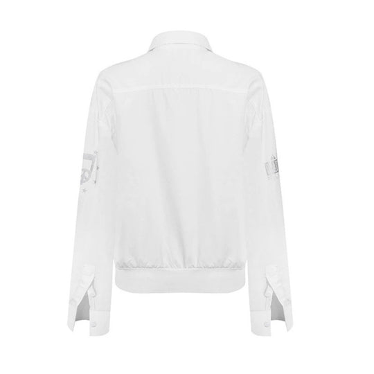 Damen Hemdbluse mit elastischem Saum, Button-Down und Schriftzug-Detail Nord Taschen