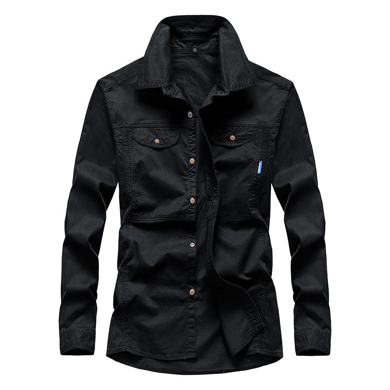 Herren Leichtes Canvas-Fieldshirt mit Brustklappen und Hemdkragen Nord Taschen