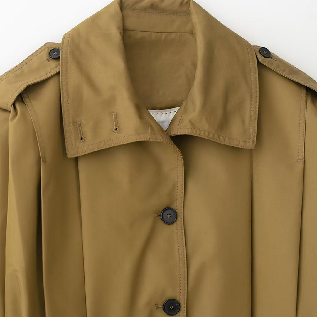 Damen Cropped Blusenjacke mit Hemdkragen und Schulterriegeln Nord Taschen