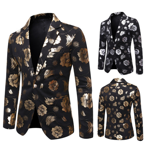 Herren Tailliertes Satin-Sakko mit Blumen-Jacquard und Schalkragen Nord Taschen