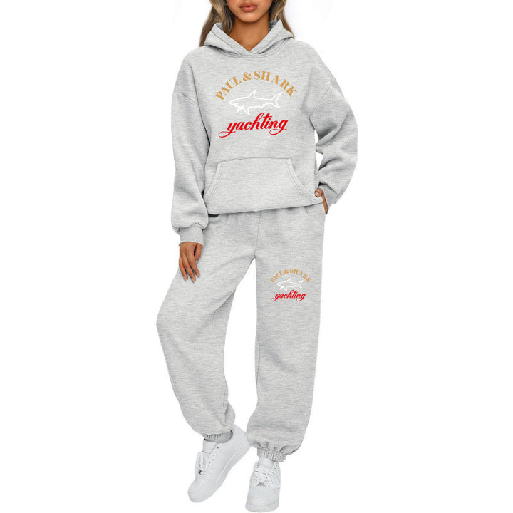 Damen oversized Hoodie und Jogginghose Set mit Kapuze Kängurutasche und gerippten Bündchen Nord Taschen