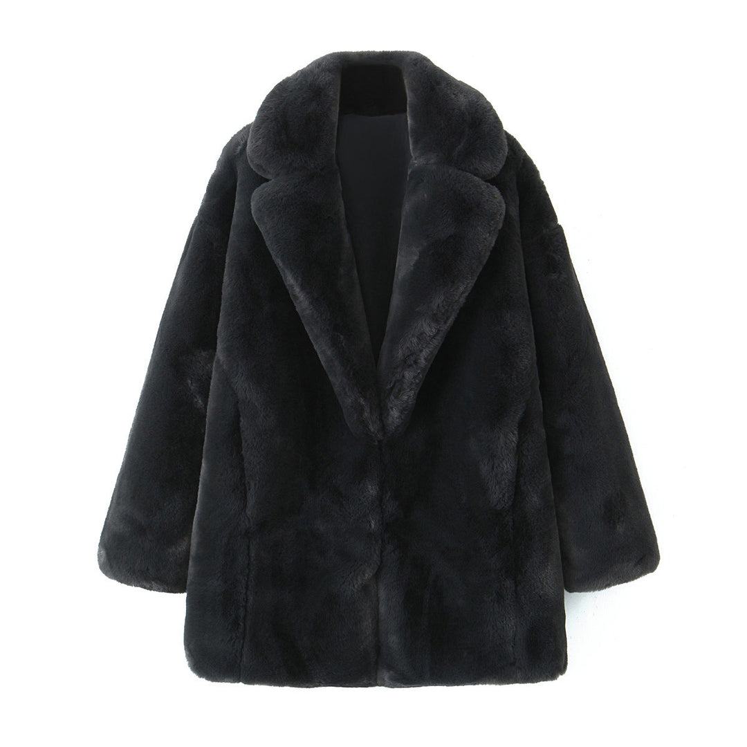 Damen Kurzmantel aus ultraflauschigem Hochflor‑Faux‑Fur mit kastiger Silhouette und voluminösem Reverskragen Nord Taschen