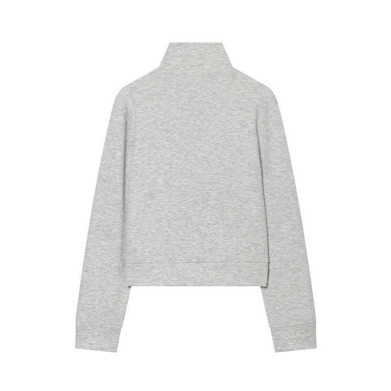 Damen Kurze Sweatjacke im Military-Stil mit Stehkragen und Zierknopfdetails Nord Taschen