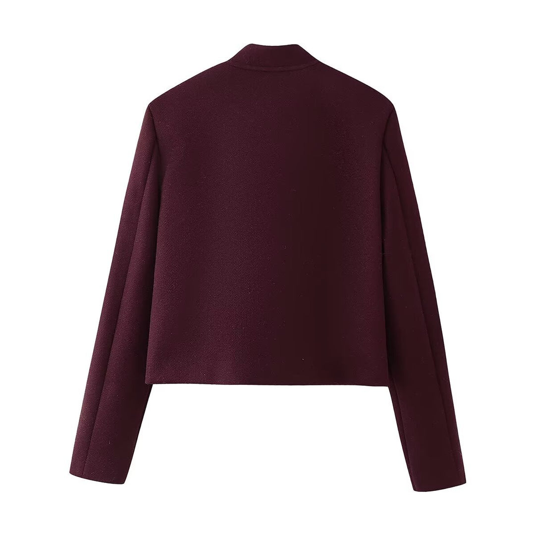 Damen Kurze Cropped‑Utilityjacke aus Wollmix mit Stehkragen und aufgesetzten Klappentaschen Nord Taschen