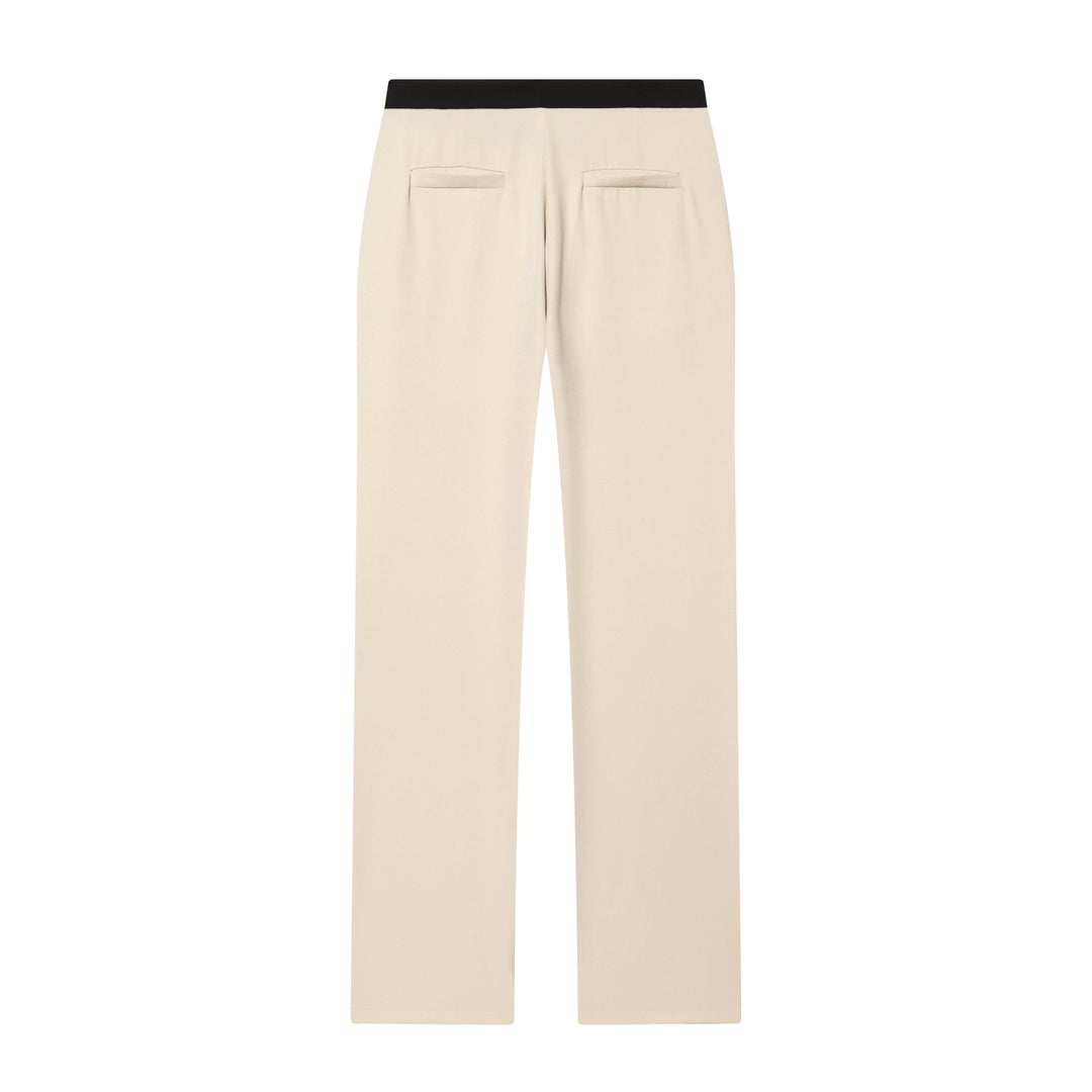 Damen Weiche High‑Waist Stoffhose mit elastischem Kontrastbund und geradem Bein Nord Taschen