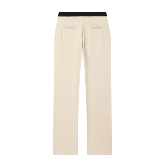Damen Weiche High‑Waist Stoffhose mit elastischem Kontrastbund und geradem Bein Nord Taschen