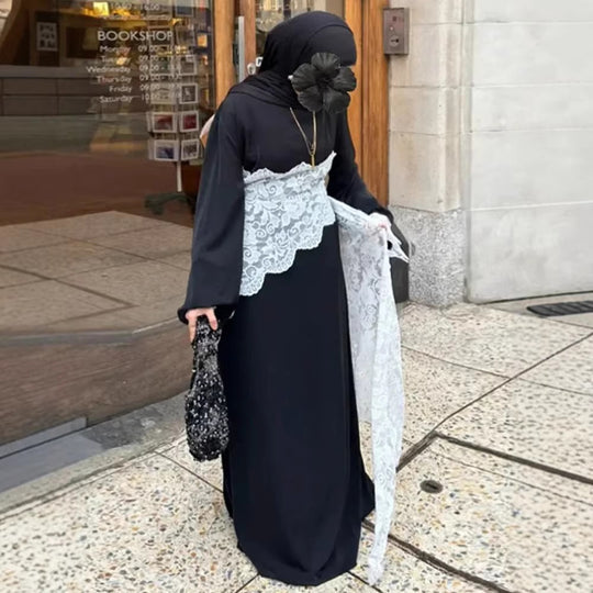 Damen Lagenlook-Spitzen-Tunika mit Bindegürtel und asymmetrischem Saum Nord Taschen