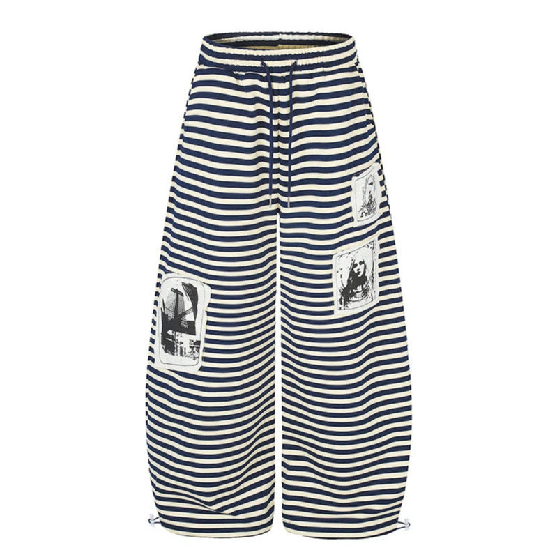 Damen Weite Palazzo-Loungehose mit hohem Komfortbund, Tunnelzug und Fotopatch-Details Nord Taschen