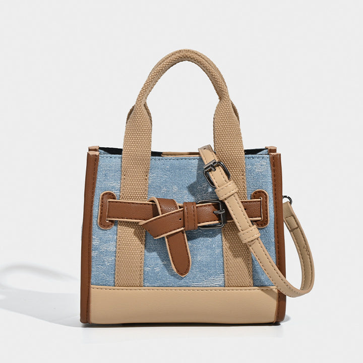 Damen Mini-Handtasche mit modischen Denim-Elementen und praktischem Kordelzug Nord Taschen