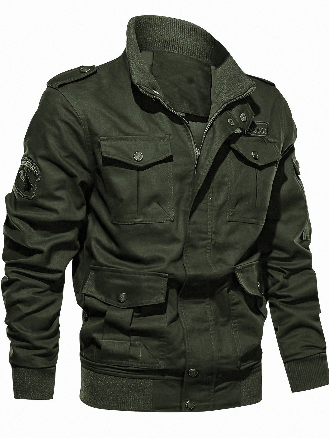 Herren Fieldjacke im Military-Stil mit Mehrfach-Taschen und Strickkragen Nord Taschen