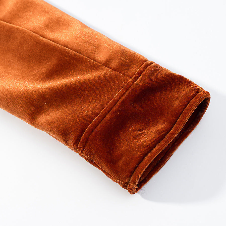 Damen Samt-Boxy-Jacke mit Pattentaschen und goldenen Zierknöpfen Nord Taschen