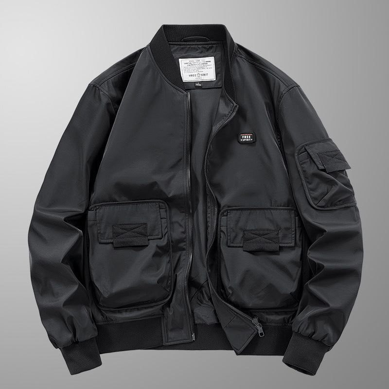 Herren leichter Nylon-Bomber mit Utility‑Taschen, Ärmel‑Organizer und geripptem Saum Nord Taschen