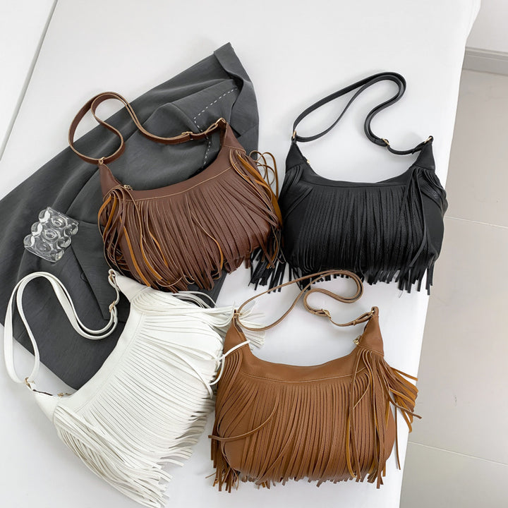 Damen Schultertasche mit fransigen Akzenten Nord Taschen