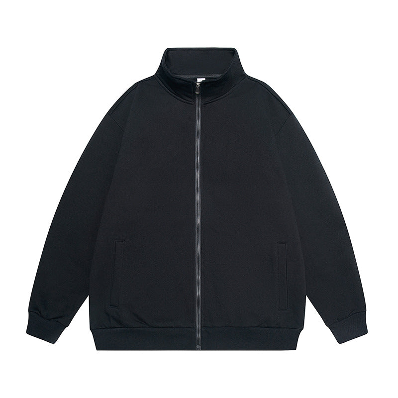 Herren Oversize Sweatjacke mit Stehkragen, durchgehendem Reißverschluss und geripptem Saum Nord Taschen