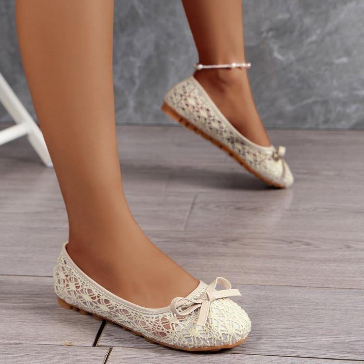 Damen Ballerinas mit filigranem Spitzen-Design und zarter Schleifen-Applikation