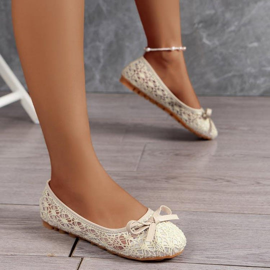 Damen Ballerinas mit filigranem Spitzen-Design und zarter Schleifen-Applikation