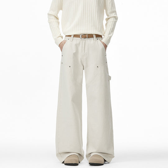 Herren Lockere Cargo-Hose mit weitem Bein und aufgesetzten Rundtaschen Nord Taschen
