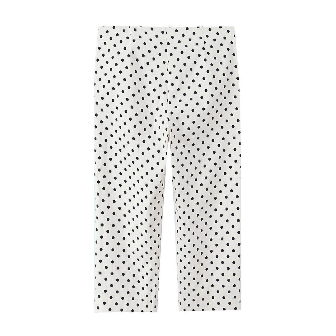 Damen Cropped-Palazzohose mit hoher Taille, weitem Bein und Punktemuster Nord Taschen