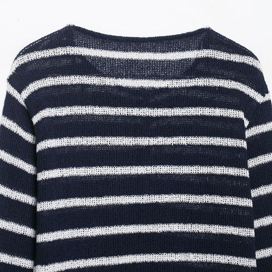 Damen Streifensweater mit Knopfleiste und leichtem Strukturstrick Nord Taschen