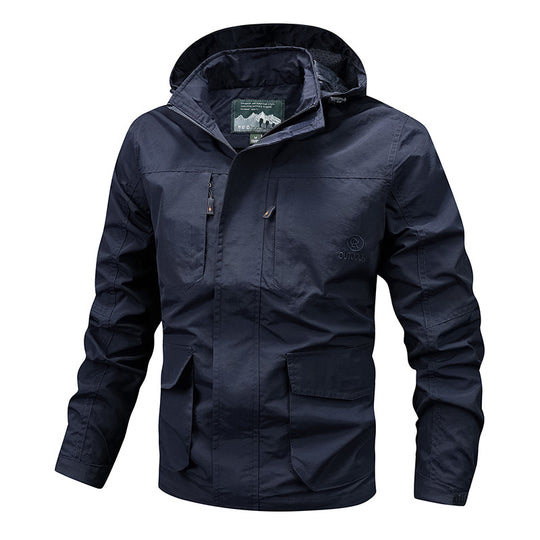 Herren Technische leichte Outdoorjacke mit Kapuze wasserabweisend und Multifunktionstaschen Nord Taschen
