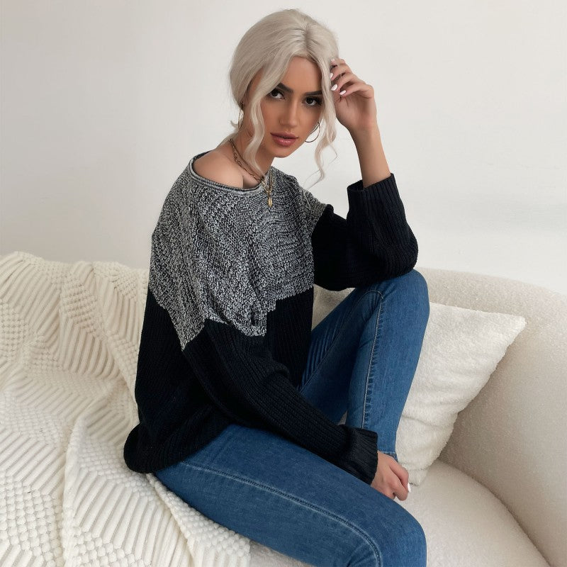 Damen Lässiger Strickpullover mit asymmetrischem Design Nord Taschen