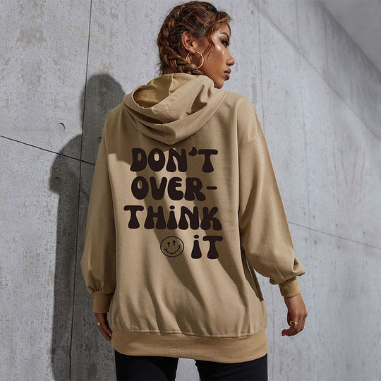 Damen Kapuzenpullover mit Statement-Backprint, Oversize‑Schnitt und gerippten Bündchen Nord Taschen