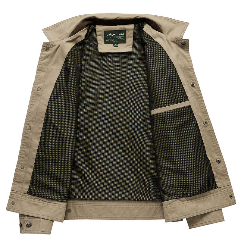 Herren Urbaner Canvas-Utility-Blouson mit Stehkragen, Mesh‑Fütterung und Brustpattentasche Nord Taschen