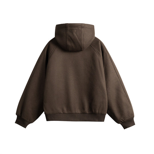 Unisex Oversize Kapuzenblouson aus Wollmix mit Reißverschluss und Kängurutaschen Nord Taschen