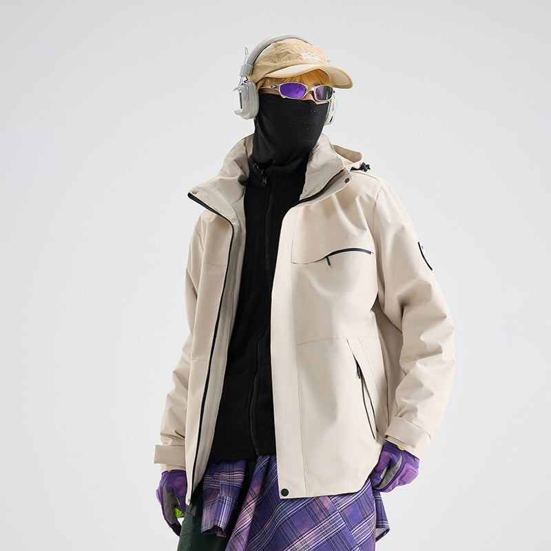 Herren Wasserdichte Outdoor-Softshelljacke mit Kapuze, hohem Stehkragen & Reißverschlusstaschen Nord Taschen