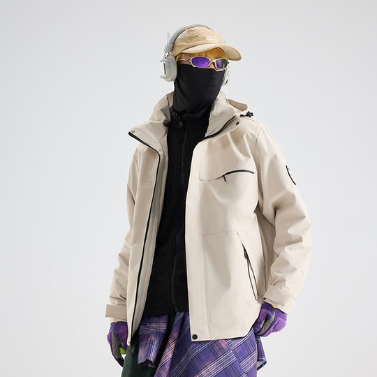 Herren Wasserdichte Outdoor-Softshelljacke mit Kapuze, hohem Stehkragen & Reißverschlusstaschen Nord Taschen