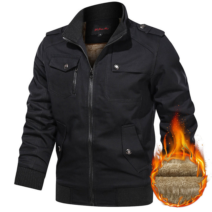 Herren  gefütterte Utility-Bomberjacke mit Teddyfutter, Schulterpatten und multifunktionalen Taschen Nord Taschen
