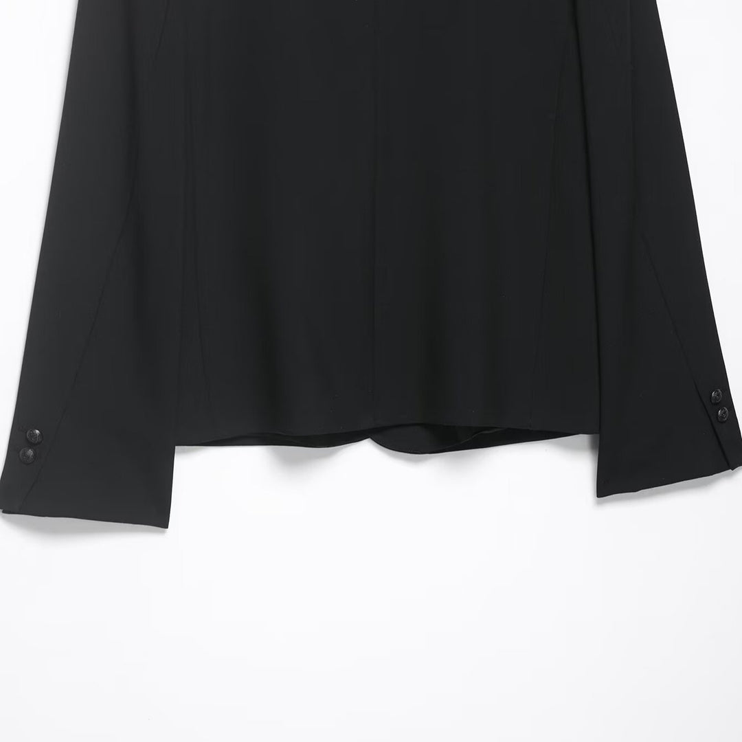 Damen Zweiteiliges Anzugs-Set mit Kurzblazer im Mandarinkragen und Highwaist-Weitbein-Hose Nord Taschen