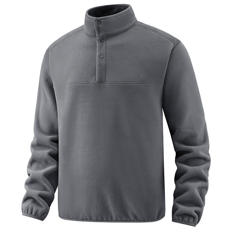 Herren Fleece-Pullover mit Stehkragen und Druckknopf-Leiste für wärmende Zwischenschicht Nord Taschen