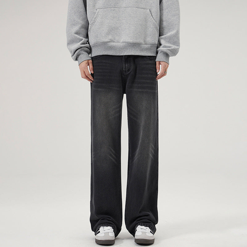 Herren Baggy-Jeans mit tiefem Schritt, verwaschener Vintage-Denim und geradem Bein Nord Taschen
