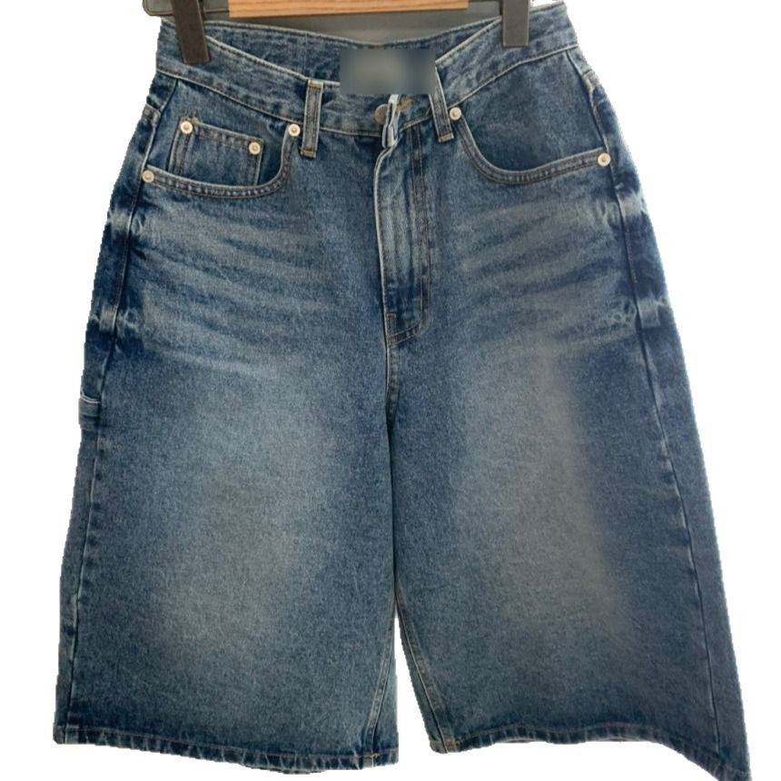 Damen Jeans Bermuda-Shorts im lässigen Stil mit hohen Taschen Nord Taschen