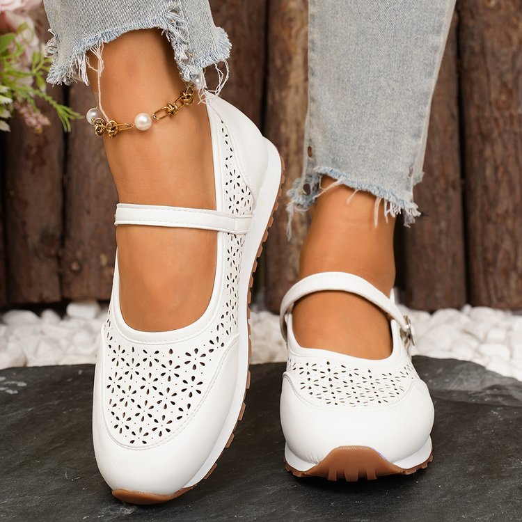 Damen Atmungsaktive Ballerinas mit dekorativer Perforation