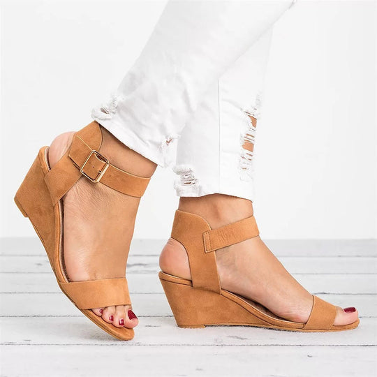 Damen Wedge-Sandalen mit verstellbaren Riemen und rutschfester Sohle