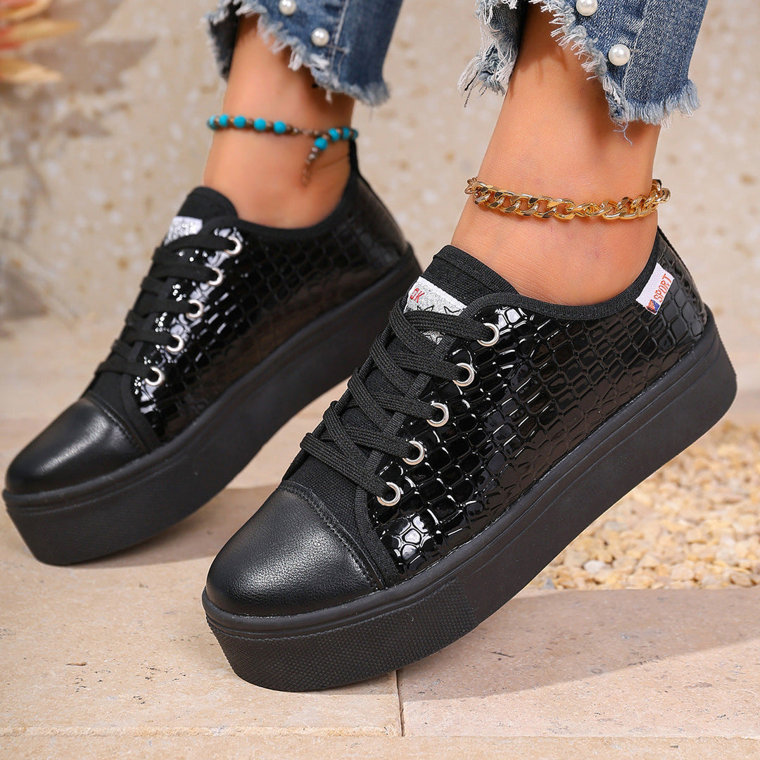 Damen Sneakers mit strukturiertem Obermaterial und bequemem Plateau Nord Taschen